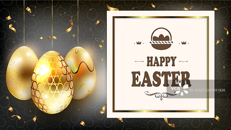 复活节深色背景与金色剪影图片素材
