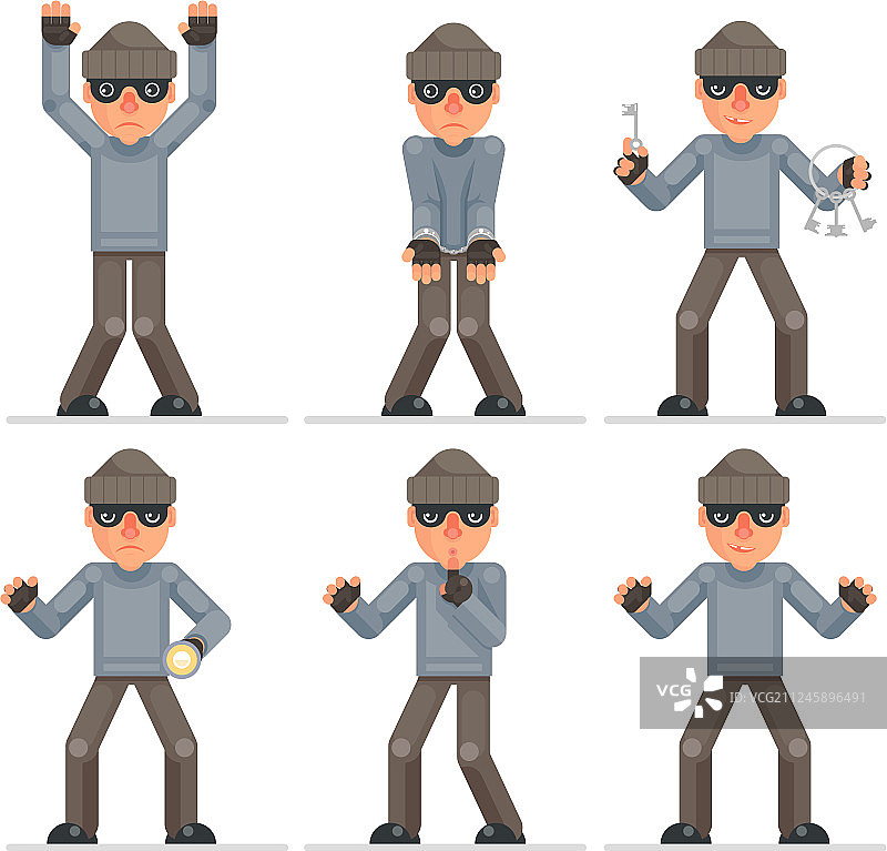 贪婪的窃贼卡通形象图片素材