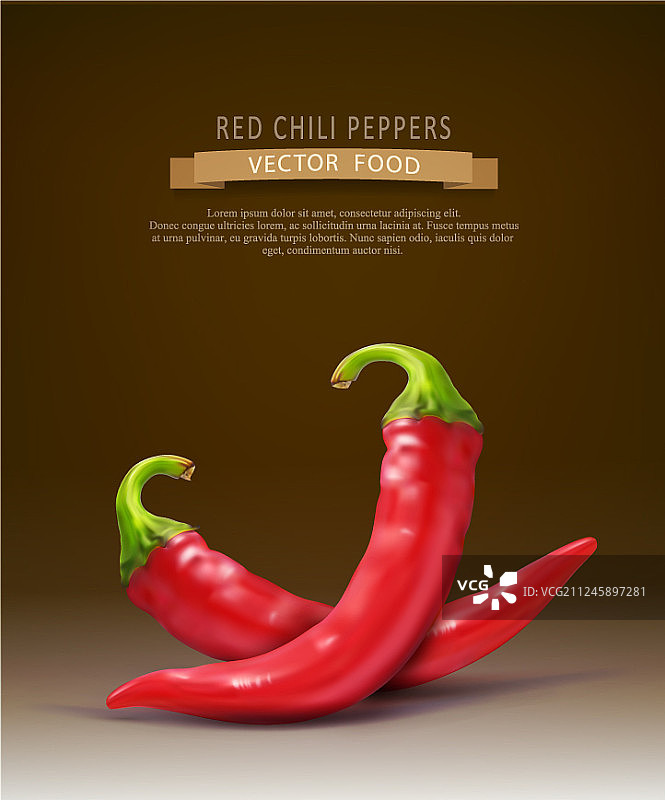棕色背景下的两颗红色辣椒图片素材