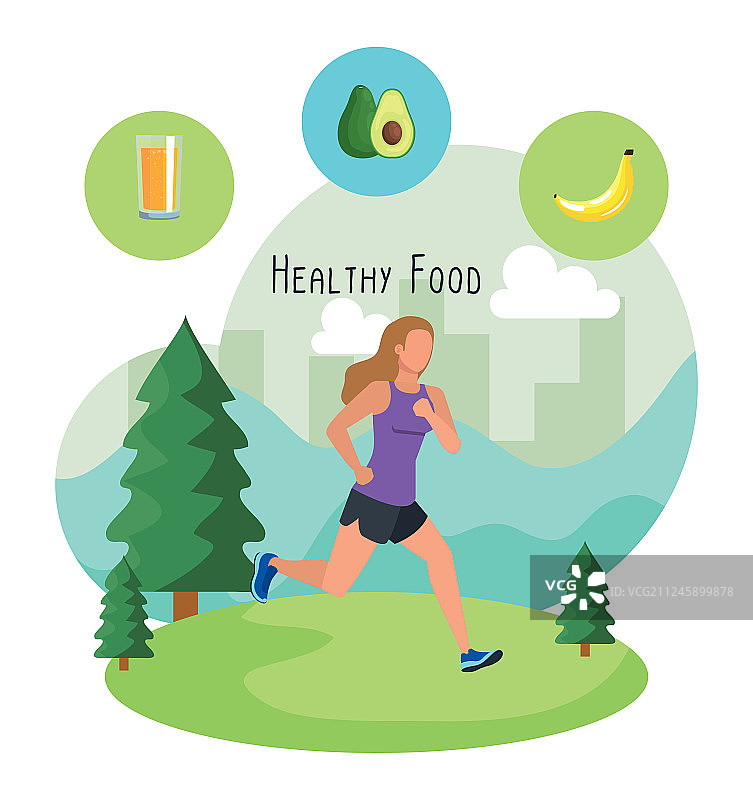 女人跑步运动搭配水果和果汁图片素材