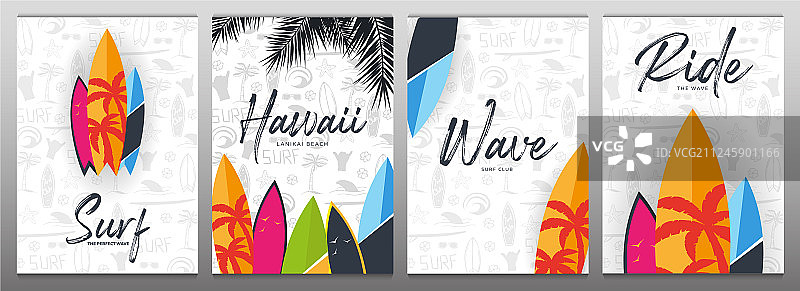 冲浪俱乐部夏季冲浪海报图片素材