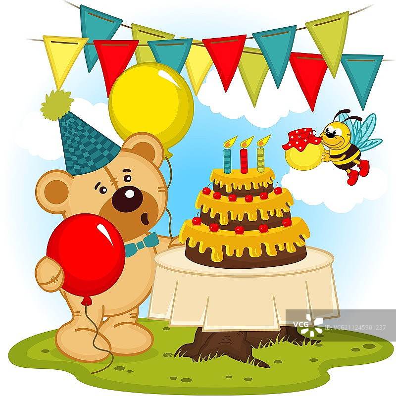 泰迪熊庆祝生日图片素材