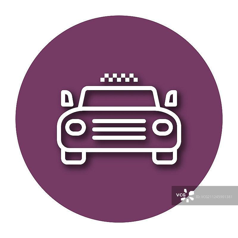 带阴影的出租车线性图标EPS 10图片素材