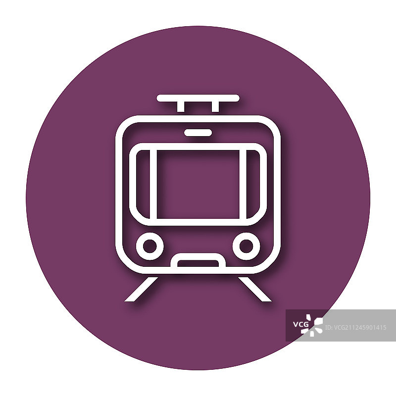 有阴影的电车线条图标 EPS10图片素材