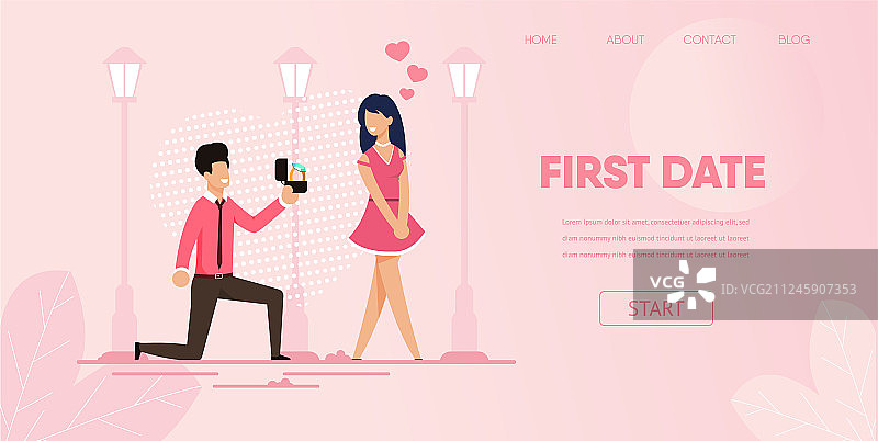 戴戒指的男友单膝跪地向女友求婚图片素材