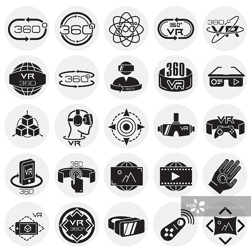 圆形背景上的虚拟现实图标图片素材