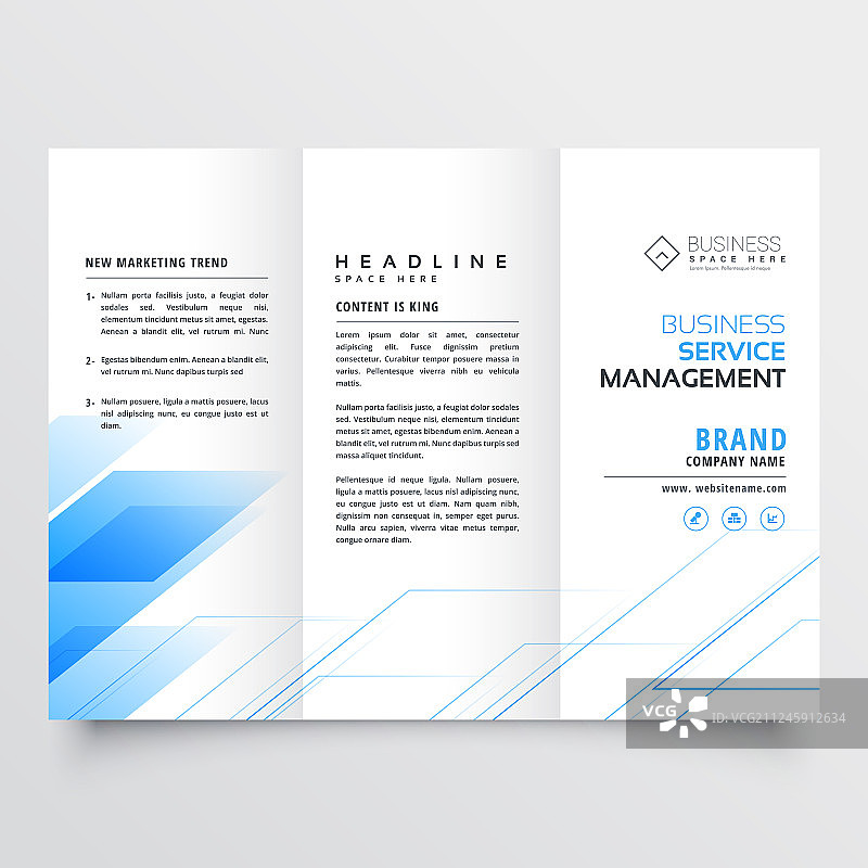 优雅蓝色商务三折页宣传单图片素材