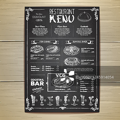 粉笔绘制的餐厅菜单设计图片素材