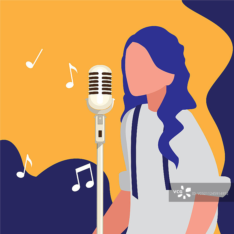 拿着麦克风的女歌手角色图片素材