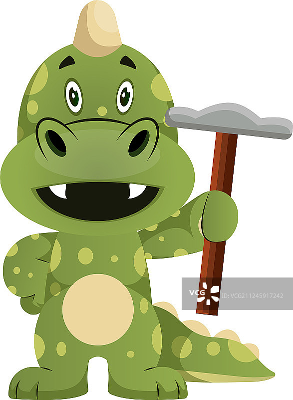 绿龙拿着榔头图片素材