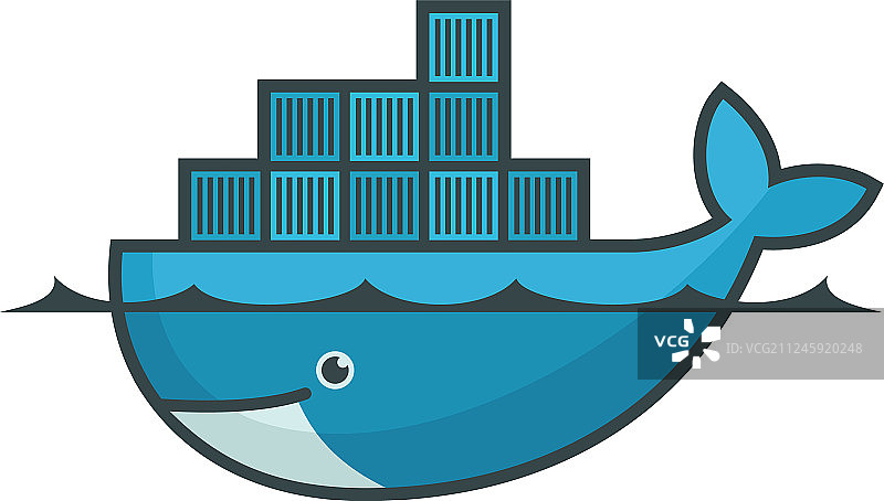 Docker蓝鲸标志与集装箱图片素材