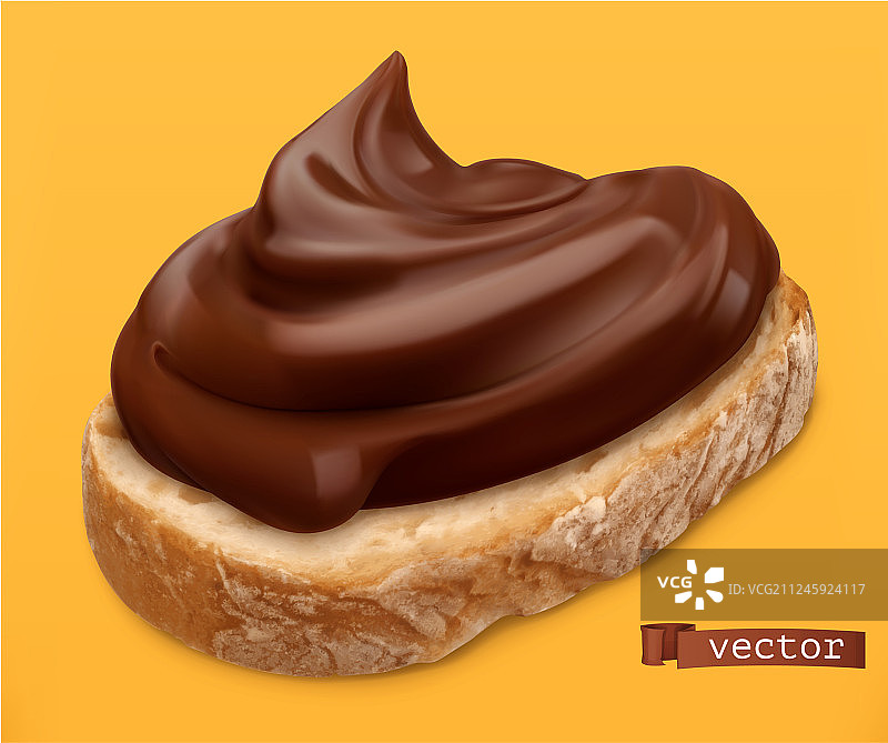 面包上的巧克力酱3D逼真图标图片素材