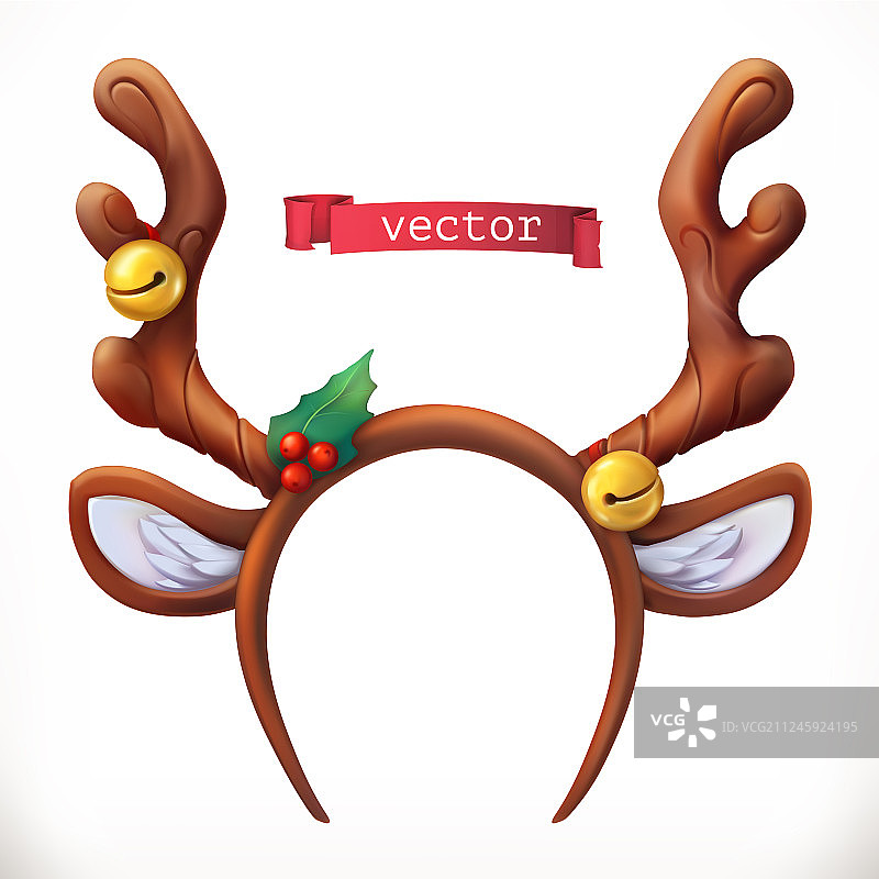 驯鹿角圣诞面具3D图标图片素材