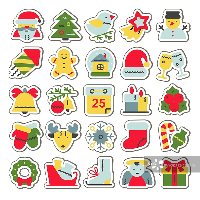 圣诞节和新年扁平图标合集图片素材