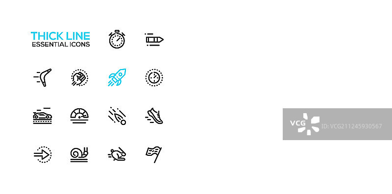 速度现代粗线条图标集图片素材