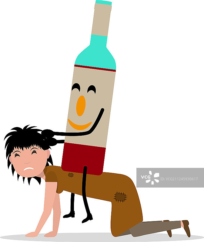 卡通青年女人与酒瓶图片素材