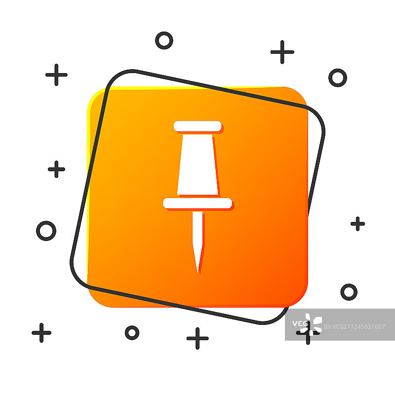 白色背景上隔离的白色图钉图标图片素材