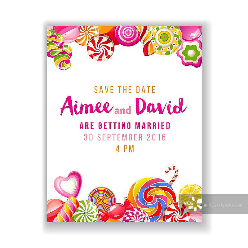 带有糖果的Save the Date背景图片素材