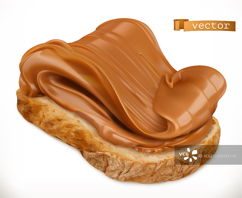 面包上的花生酱焦糖酱3D效果图片素材