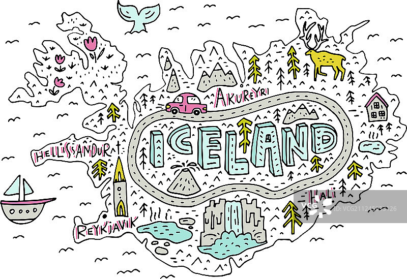 冰岛地图图片素材