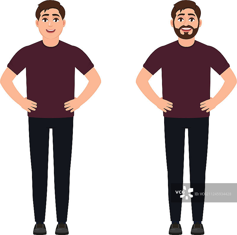 男人双手叉腰，面带笑容图片素材