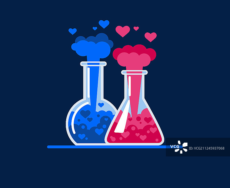 化学爆炸和飞翔的红心爱情符号图片素材