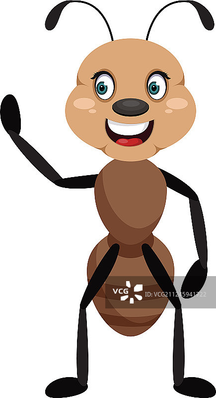 在白色背景上挥手的蚂蚁图片素材