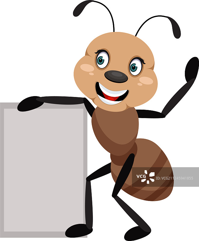 白色背景上的蚂蚁举着木板图片素材