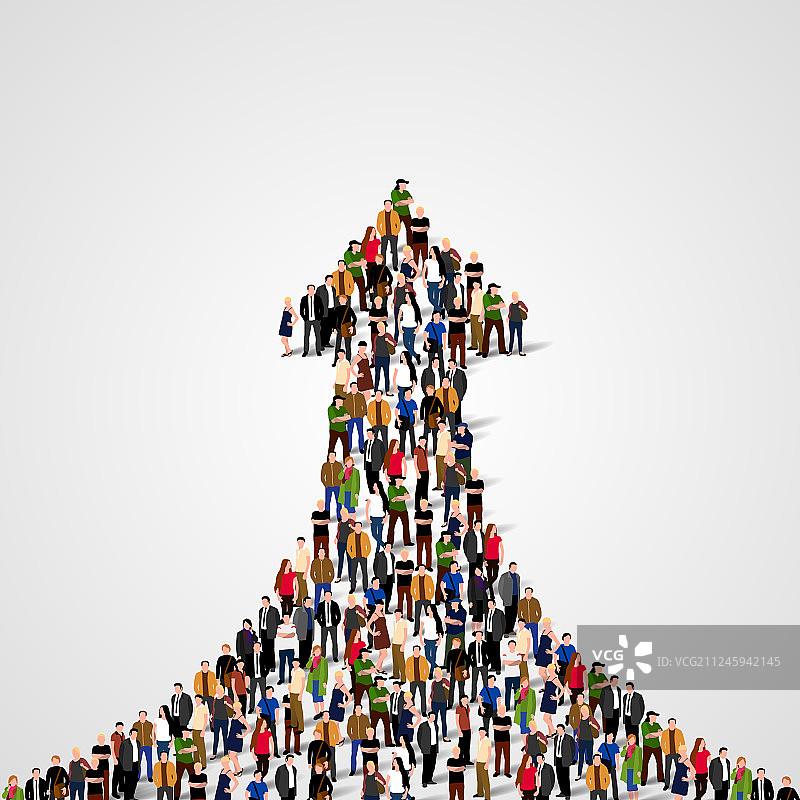 组成十字形状的一大群人图片素材