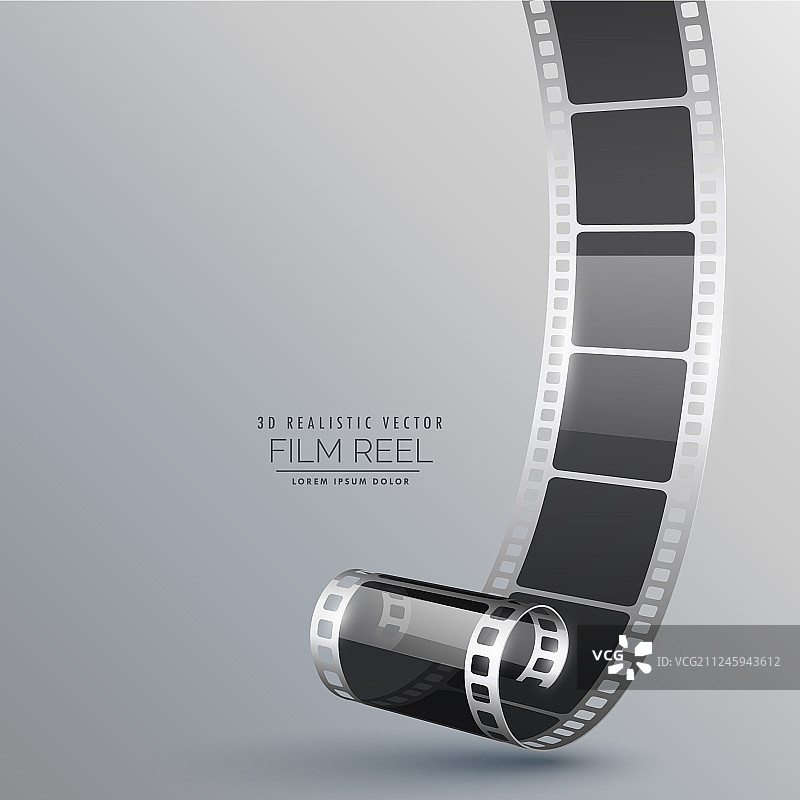 灰色背景上的逼真3D胶卷图片素材