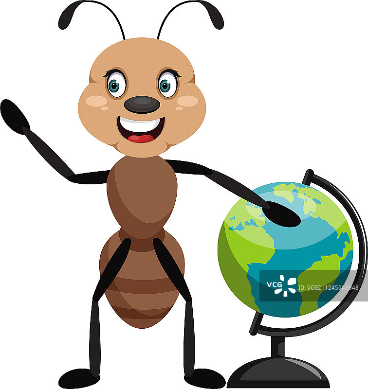 白色背景上的蚂蚁与地球图片素材