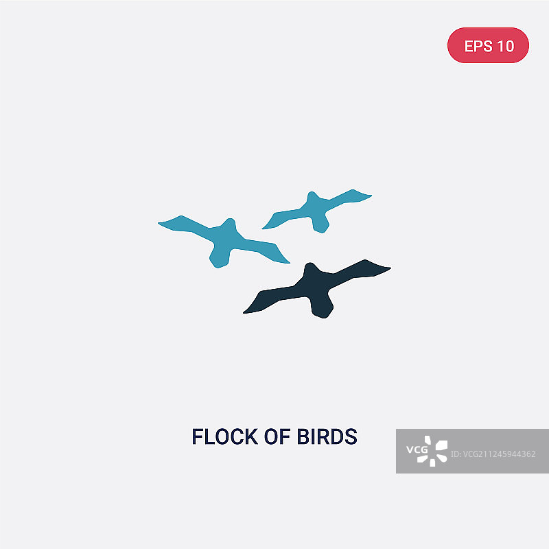 双色鸟群图标，来自动物图片素材