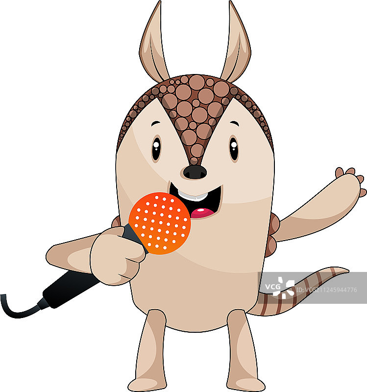 在白色背景上唱歌的犰狳图片素材