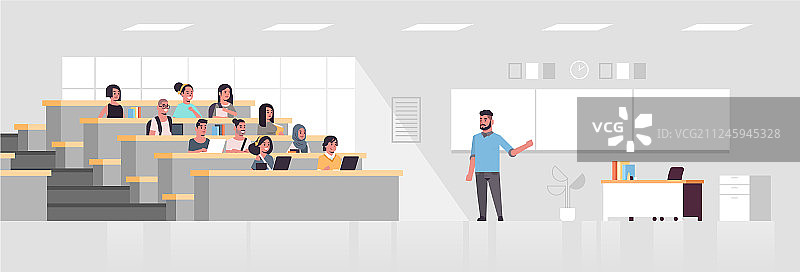 大学生在大学演讲厅就坐图片素材