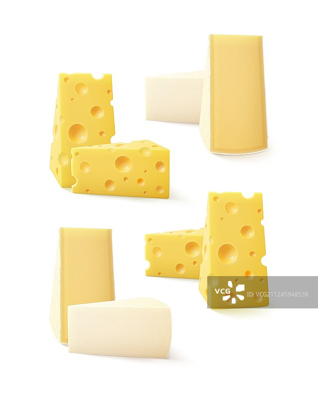 瑞士布里奶酪片套装图片素材