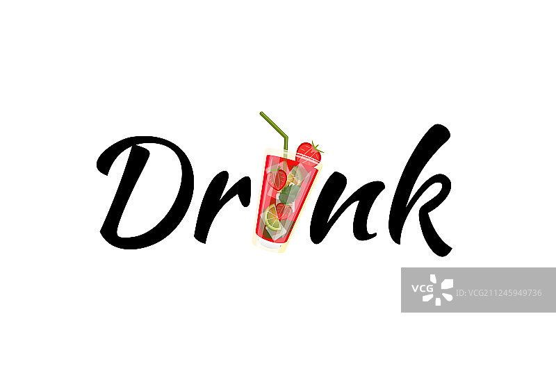 冰镇酒精鸡尾酒标签文本图片素材