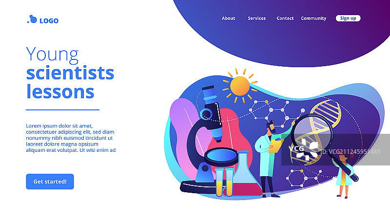 科学营概念着陆页图片素材