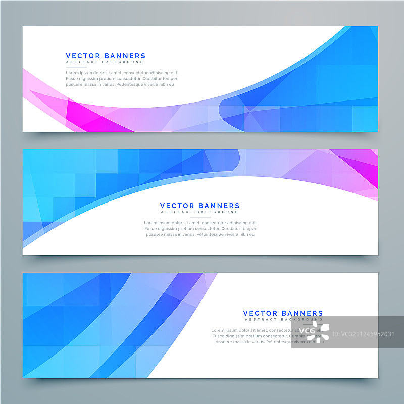 抽象波浪横幅和标题套装图片素材