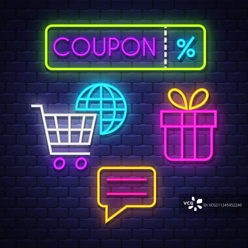电子商务霓虹灯标志合集图片素材