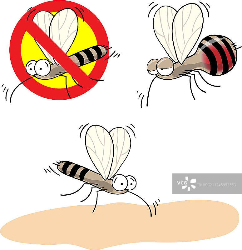 蚊子禁止标志 - 有趣的卡通形象图片素材