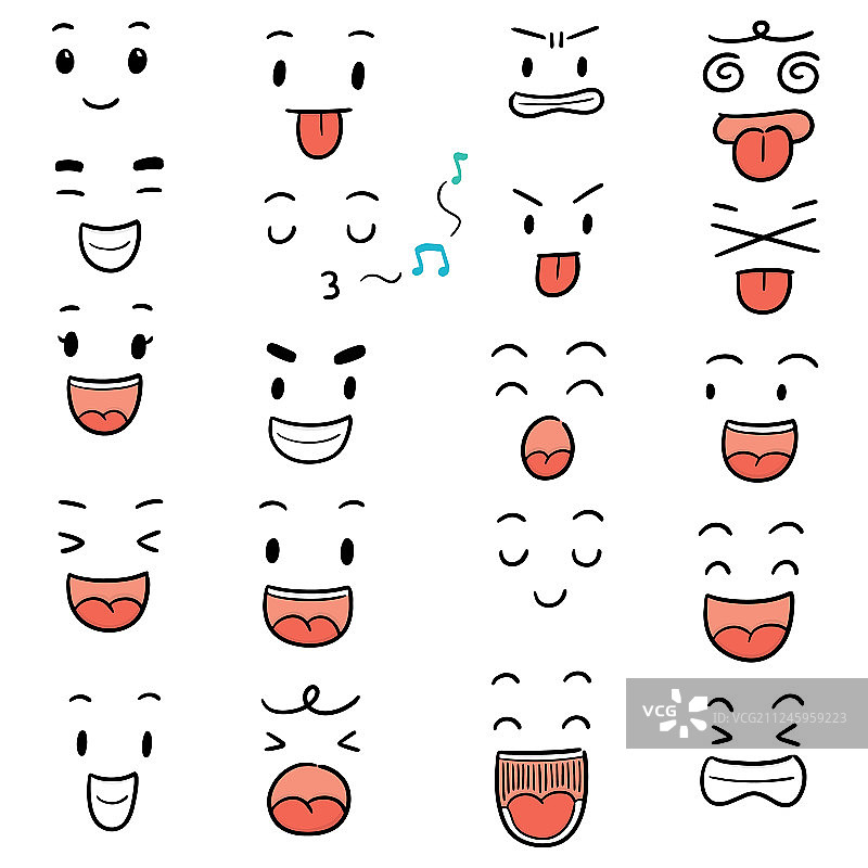 卡通面部集合图片素材