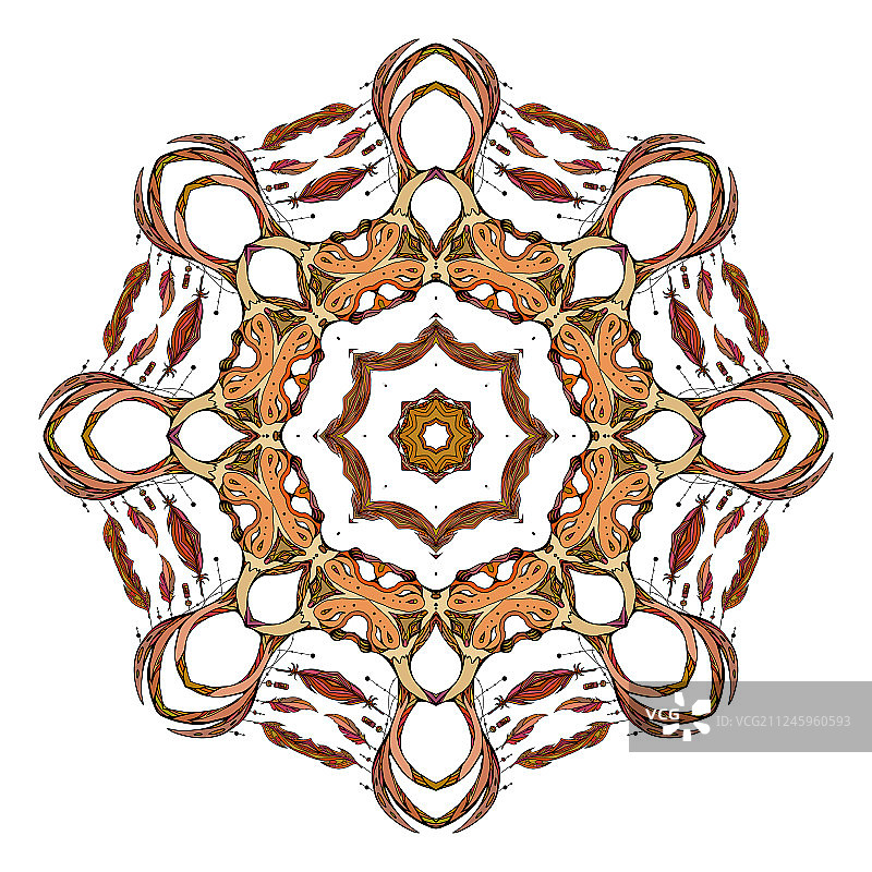 带有涂鸦图案的精致圆形曼陀罗图片素材