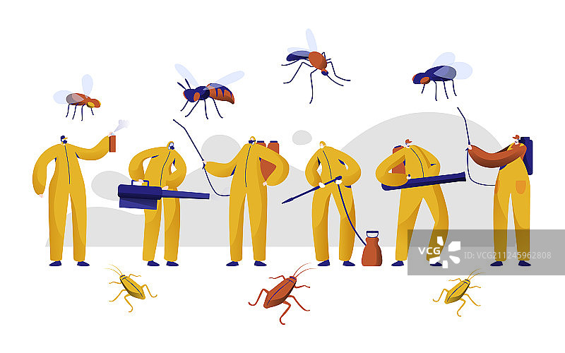 蚊虫防治专业人员角色合集图片素材