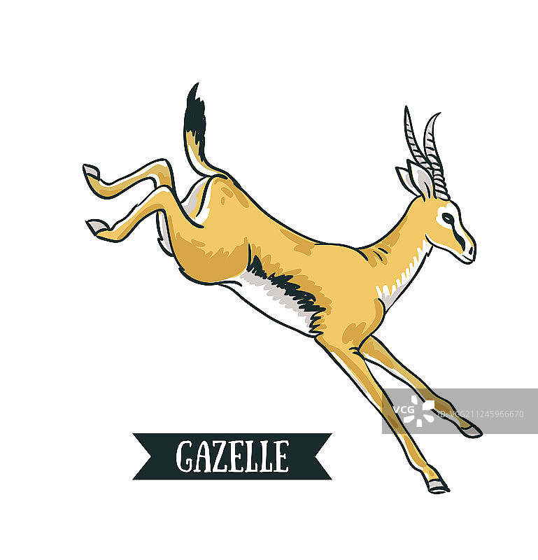 彩色卡通羚羊数字绘画图片素材