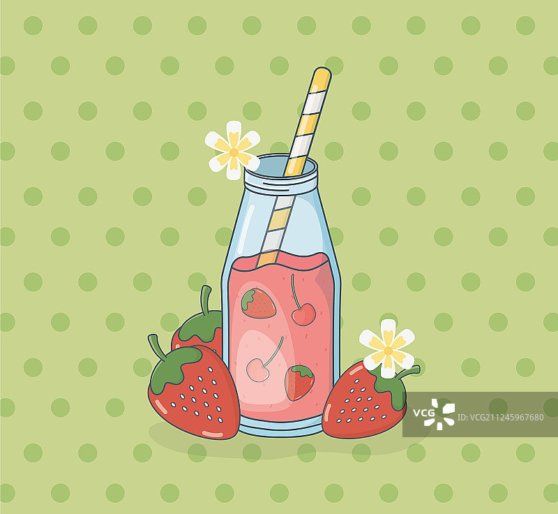 带吸管的草莓汁图片素材