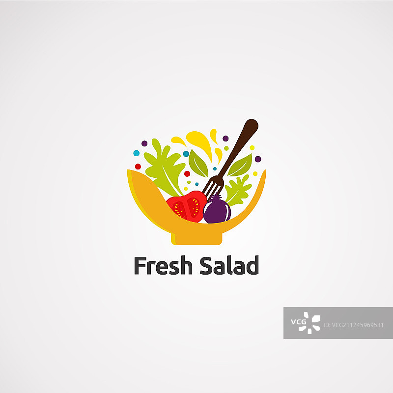 新鲜沙拉Logo图标元素和模板图片素材