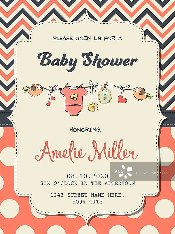 可爱的女婴沐浴卡片图片素材