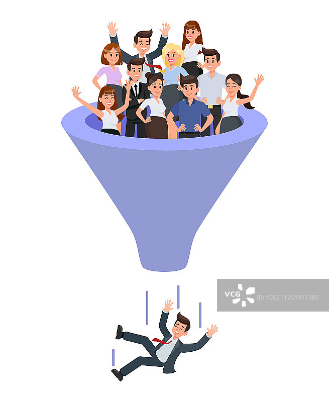蓝色招聘漏斗扁平设计图片素材