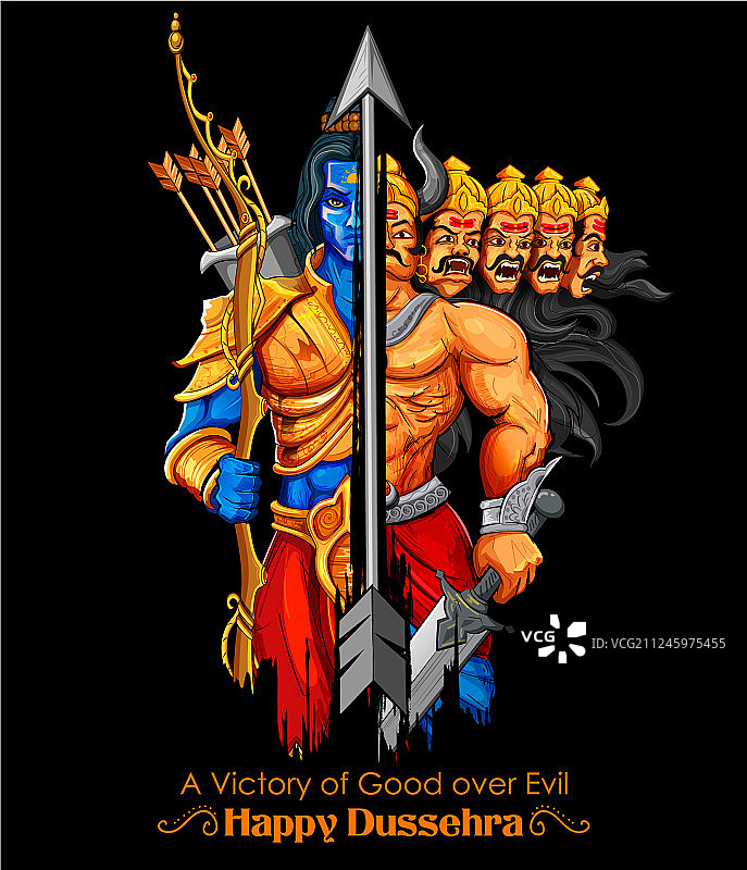 十胜节Navratri节上的罗摩勋爵和罗波那图片素材