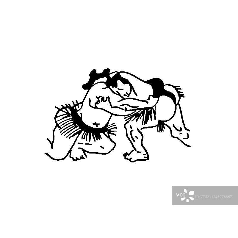 手绘相扑摔跤手图片素材